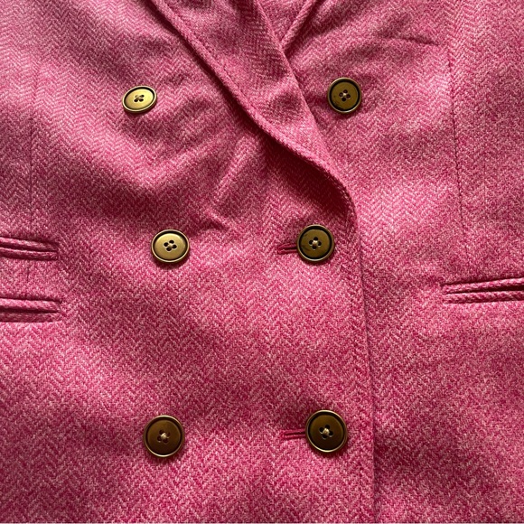 J Crew Bristol raspberry pink multi chevron 100% wool double breasted blazer, 14 - Picture 7 of 16